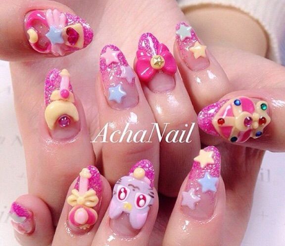 Sailor Moon Nails Kawaii Amino Sailor Moon Nail Art By Achanail They Re So Cute And Pretty I M Trying To Grow My Nails Out Again Can Do Some But Keep Breaking