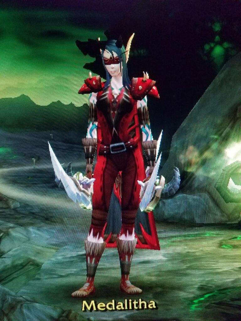 Here is my blood Elf DM, the main theme is horde red color theme Transmog, ...