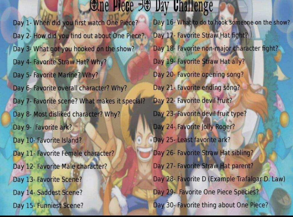 30 Day Challenge Day One Piece Amino