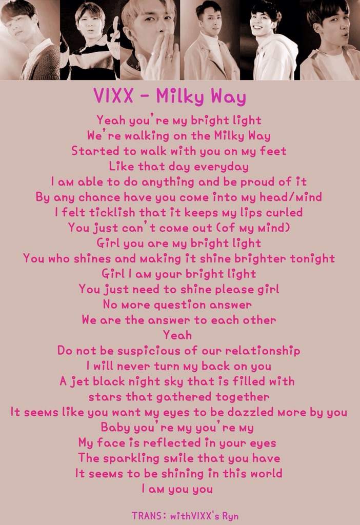 Milky Way English Lyric Vixx Amino Amino