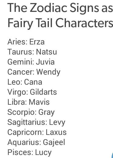The Zodiac Signs As Fairy Tail Characters Fairy Tail Amino