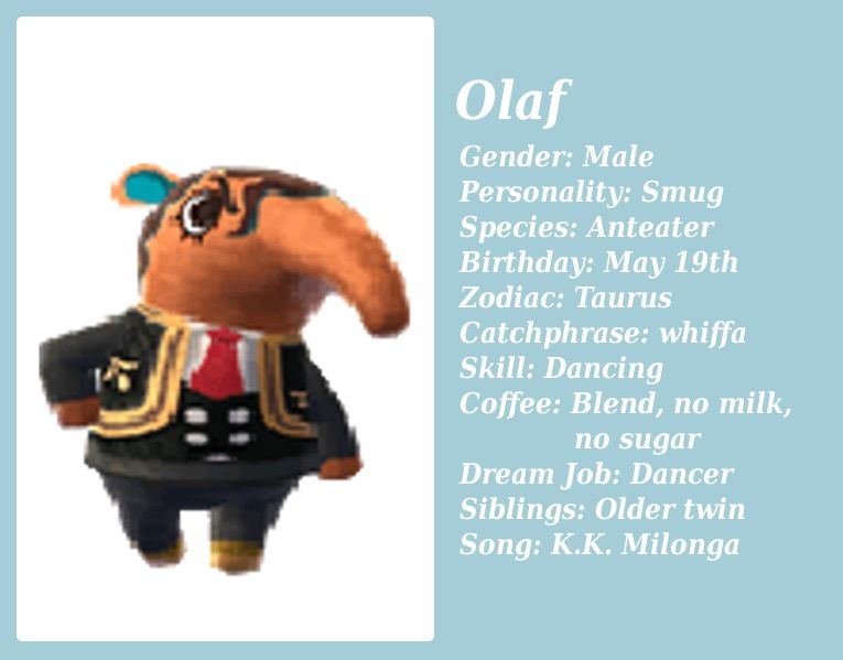 animal crossing olaf personality