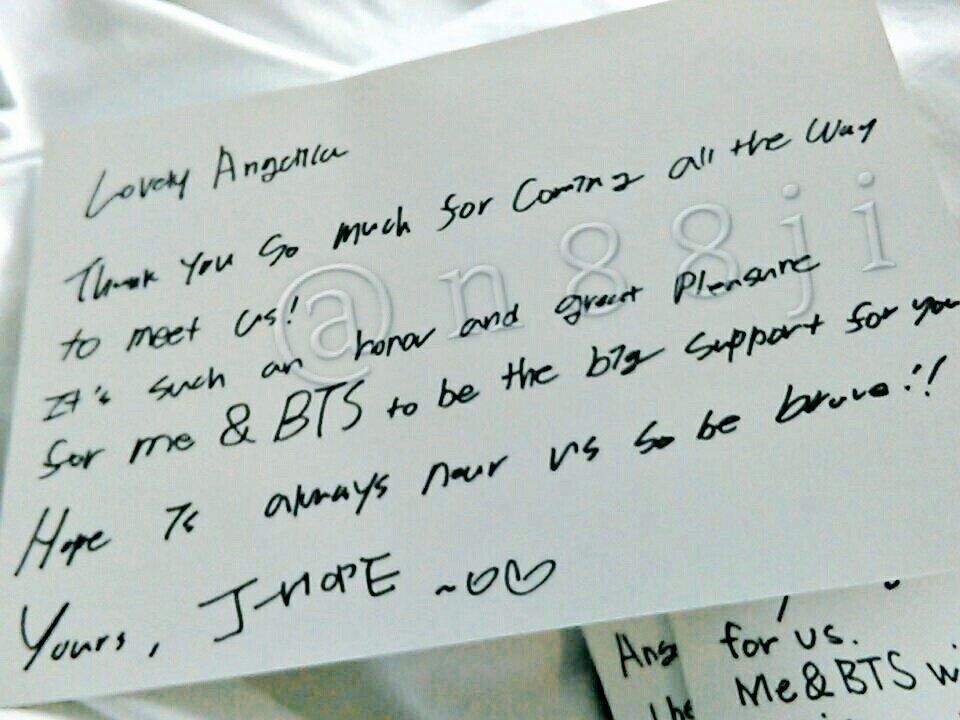 Surat J-Hope BTS untuk Angelica.