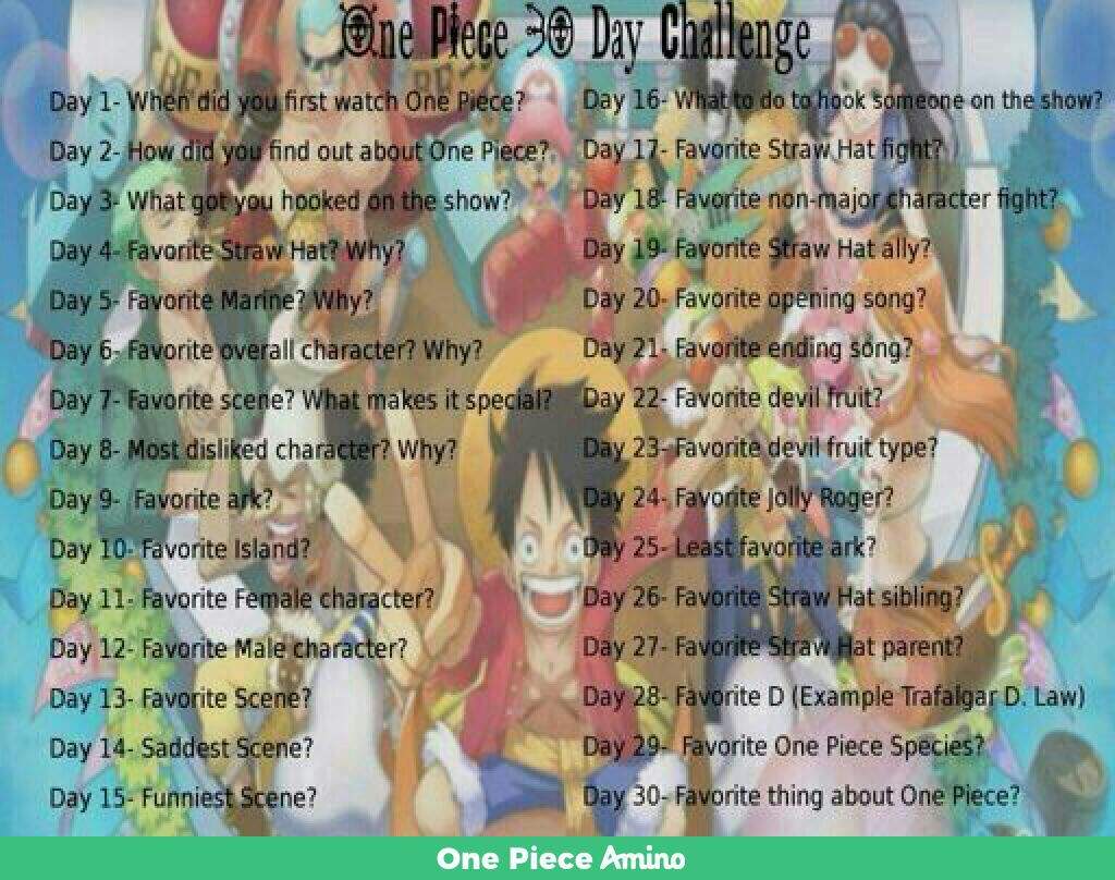 One Piece 30 Days Challenge One Piece Amino