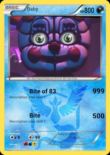 five nights at freddy's trading card