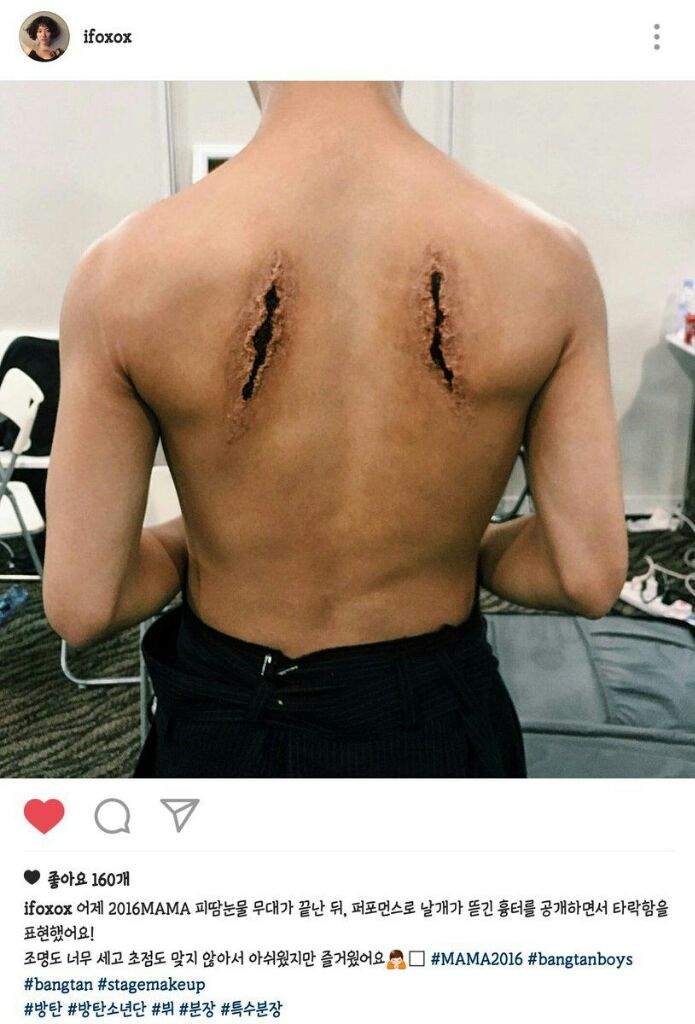 Here S How Bts V Got Those Cuts On His Back During Mama 16 Army S Amino