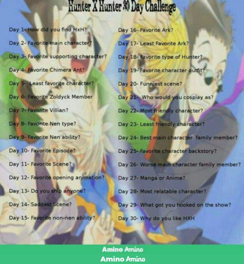 Hunter X Hunter 30 Days Challenge Day 5 Hunter X Hunter Amino