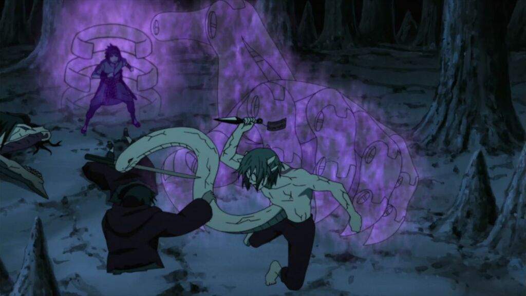 Durante la pelea Kabuto trataba de buscar una forma en la que Sasuke no con...