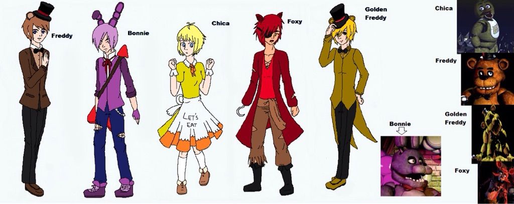 How I Imagined Fnaf 1 Characters If They Were Human Five - 