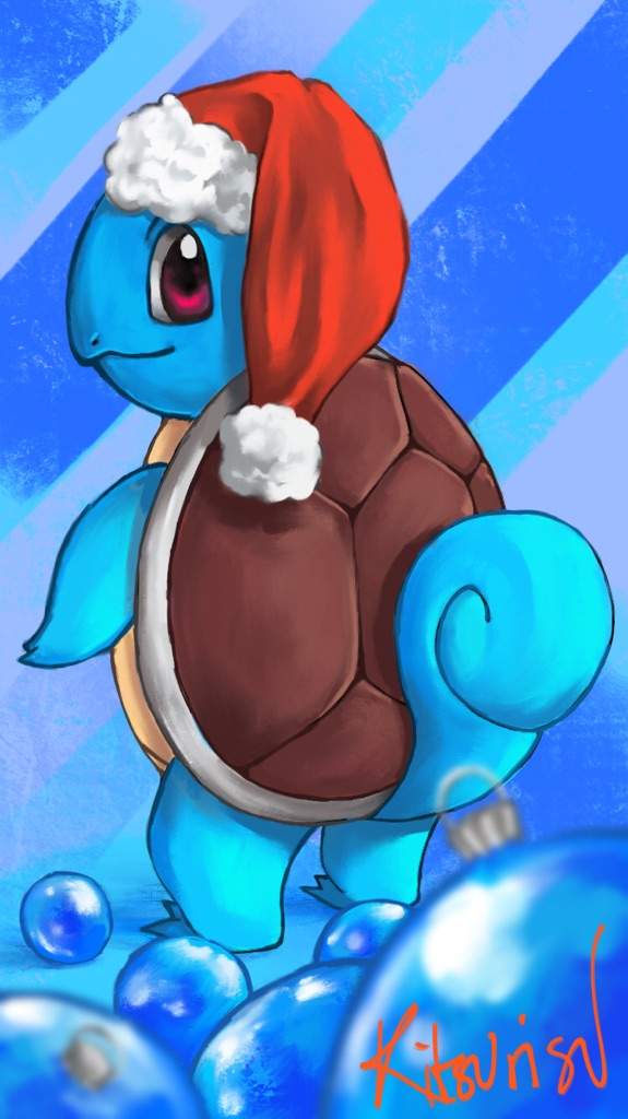 squirtle with santa hat