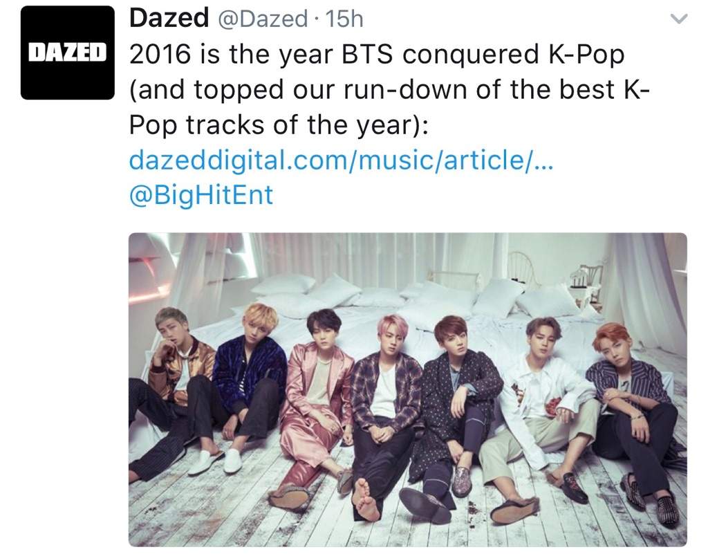 BTS song tops Dazed's list for Kpop song of 2016 KPop Amino
