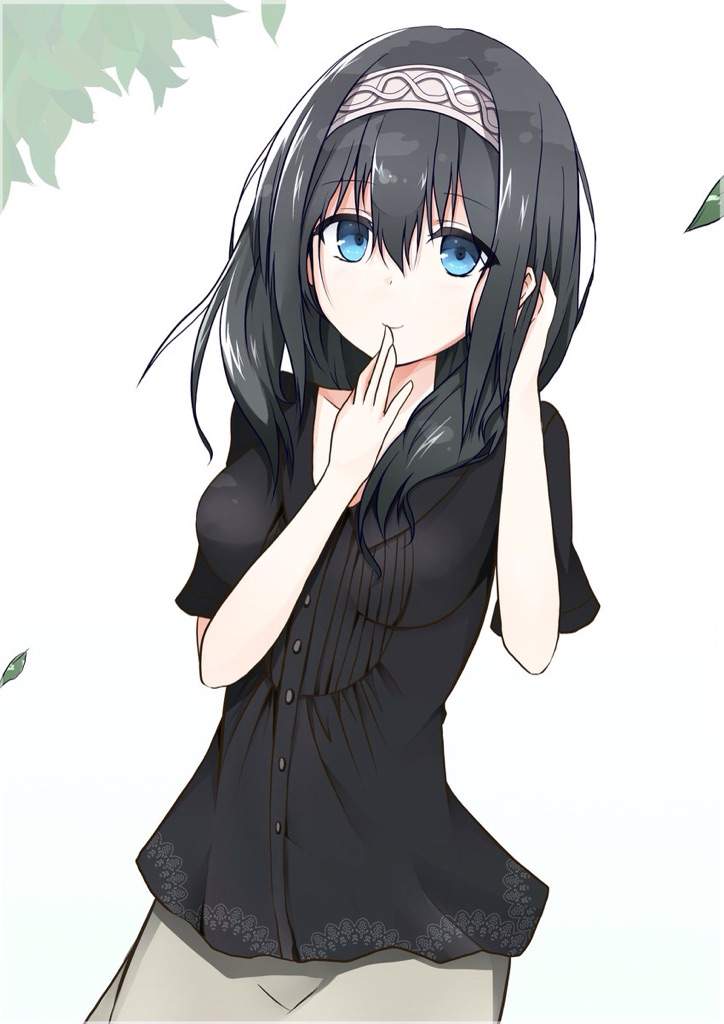 Anime girl short black hair blue eyes