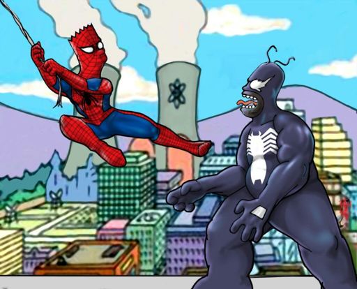 Bart spiderman vs Homero venon | •Anime• Amino