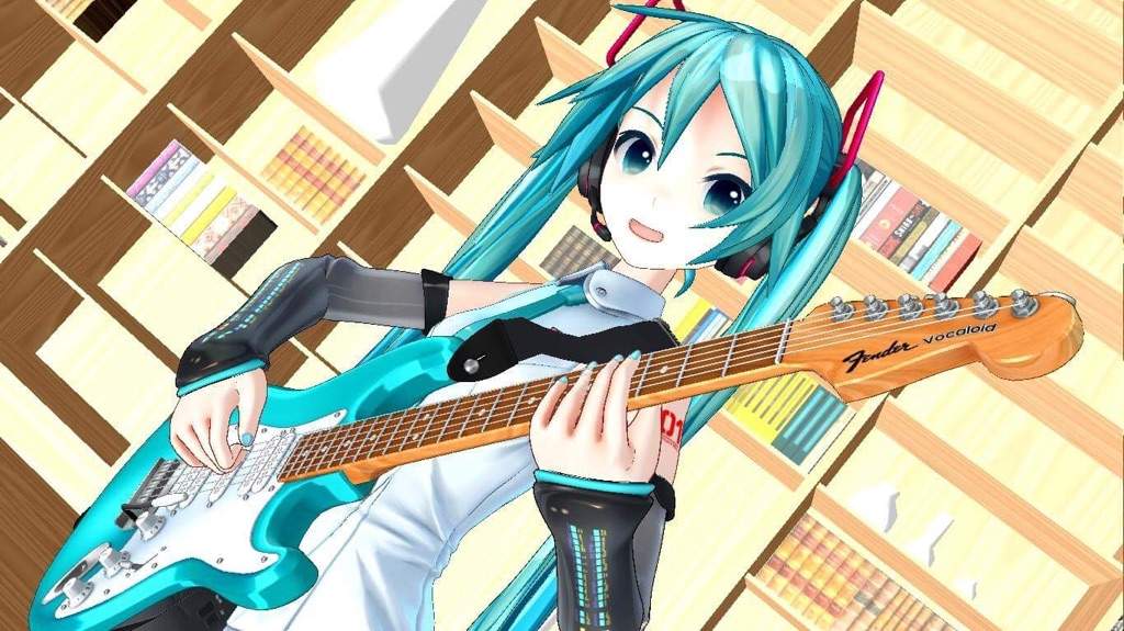 Miku playing guitar | MMD Amino