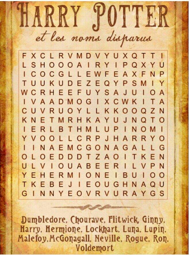 Sopas De Letras Harry Potter