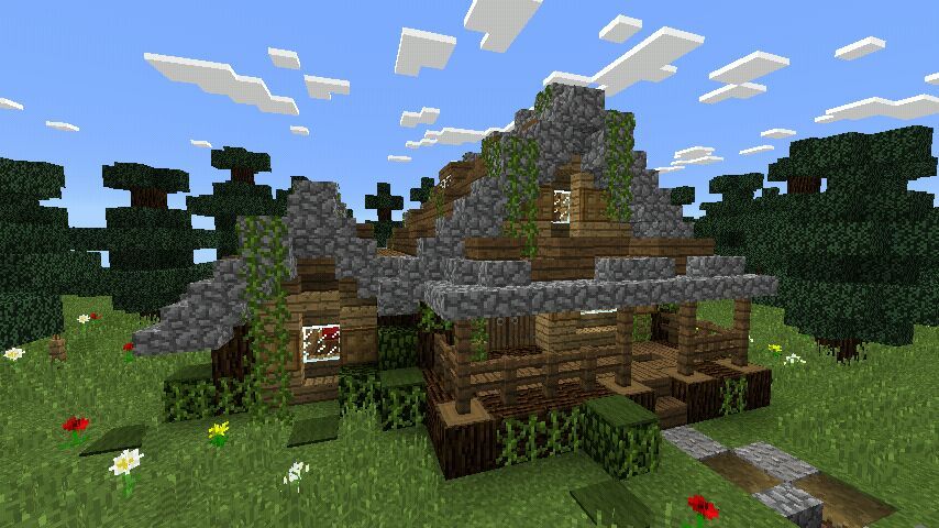 minecraft ideas with log cabin