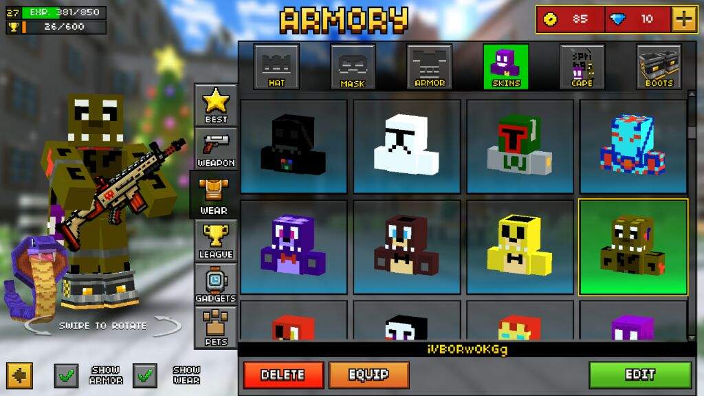 Here Are My Most Use Skins In Pixel Gun 3d Five Nights At