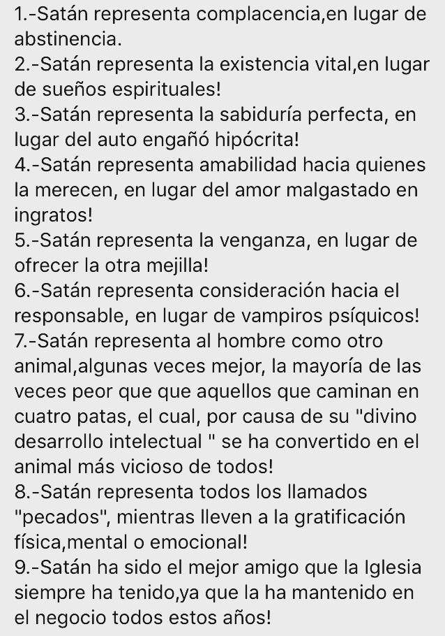 Las nueve declaraciones satanicas. | Mundo Secreto Amino