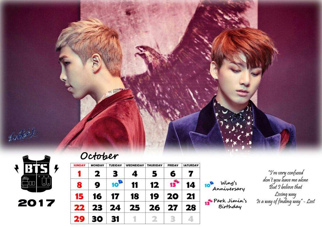 📅 BTS' 2017 WINGS CALENDAR 📅 | ARMY's Amino