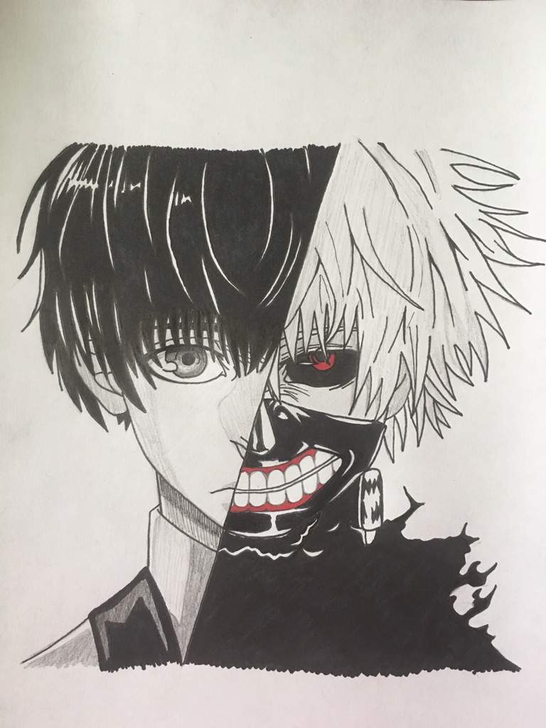 Как нарисовать kaneki ken