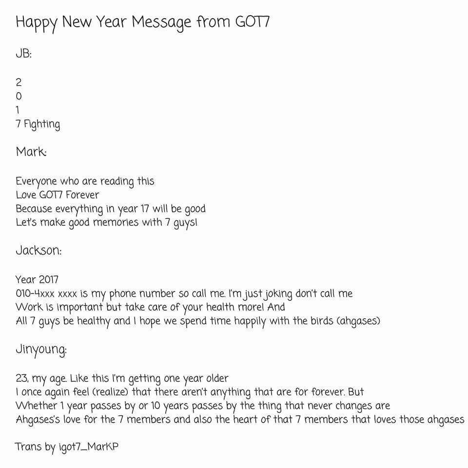 Got7 New Years Syllable Poem Message Poema Acrostico De Got7 Por Ano Nuevo K Pop Amino