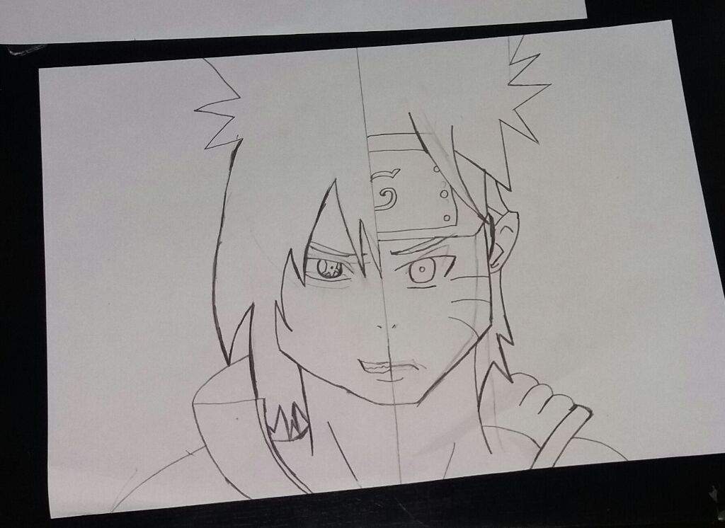 Sasuke Naruto split drawing | Naruto Amino