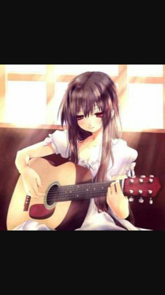 lonely anime girl with guitar