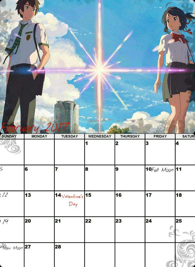 Printable Anime Calendar
