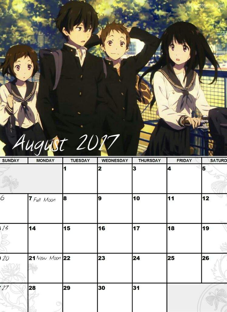 Anime Calendar 2017 Anime Amino