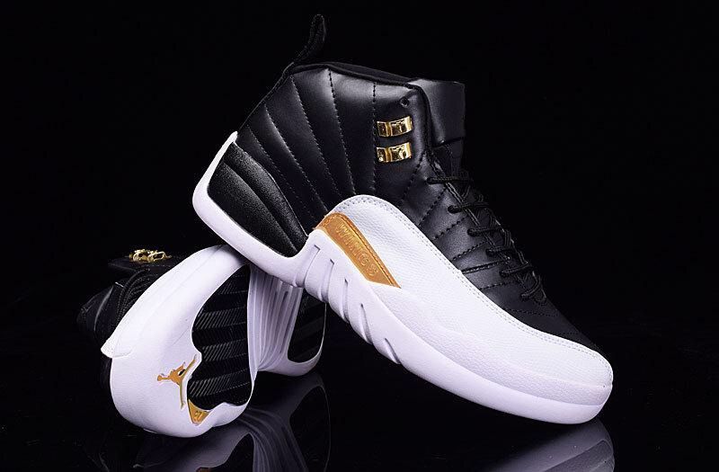 jordan retro 12 black white and gold