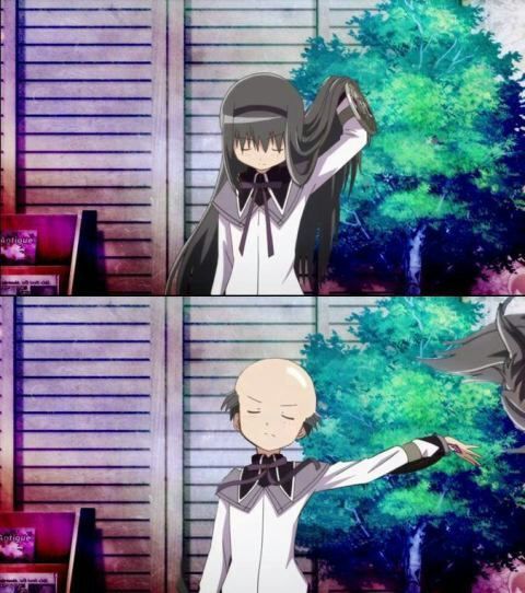 Homura hair flip fail | Anime Amino