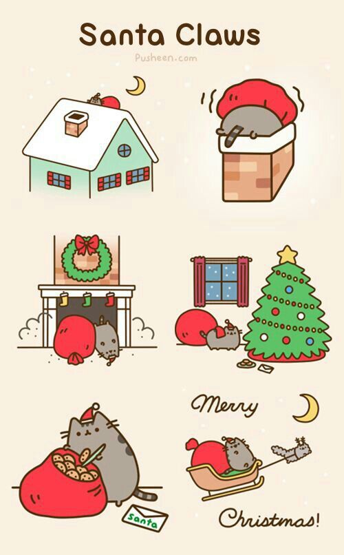 pusheen with christmas hat