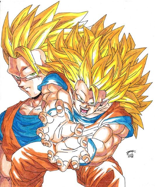 Download Awesome Drawing of Super Sayian 3 Goku using kamahamaha by ...