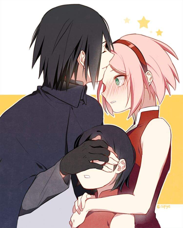 Sasuke and sakura with their daughter. 