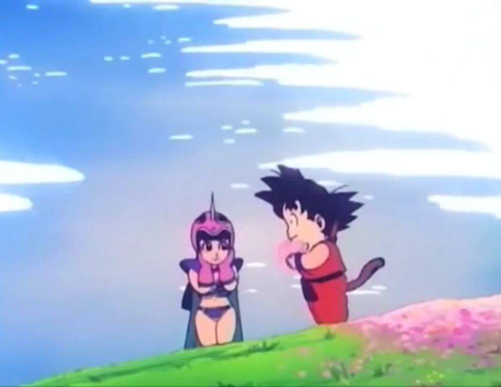They meet again in a field where Chichi is picking flowers, Goku hands her ...