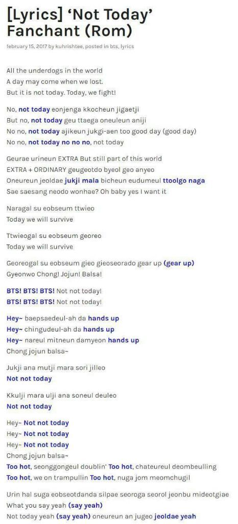 Fanchant Bts Not Today Army S Amino