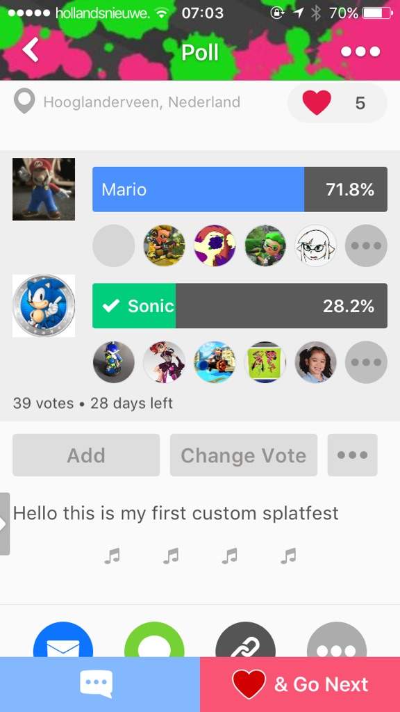 Mario vs sonic splatfest score 1 | Splatoon Amino