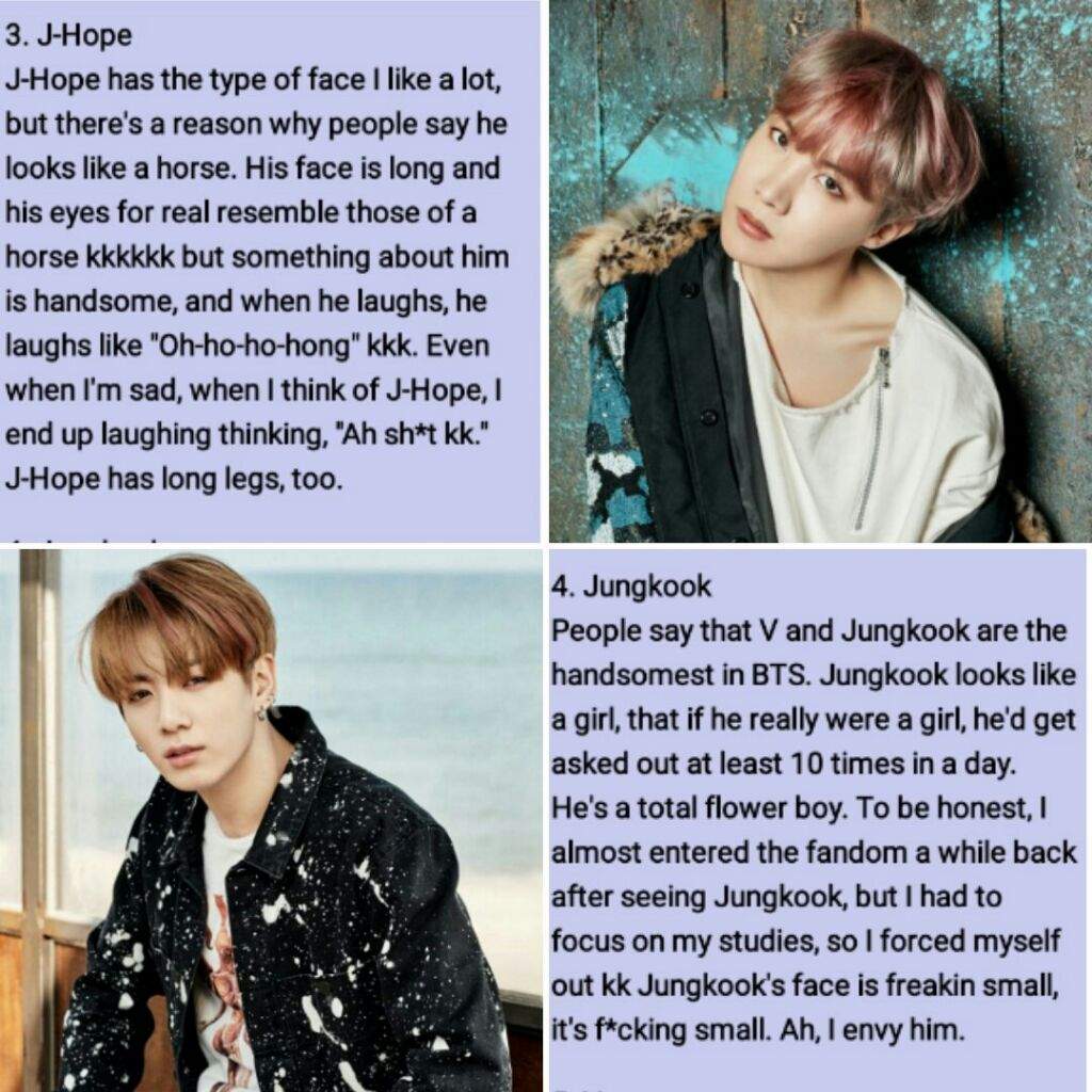 the story of a fan who met bts and describes how each member looks in