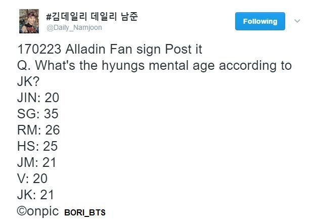 BTS's mental age "Hoseok's and Jungkook's answer" | ARMY's ...