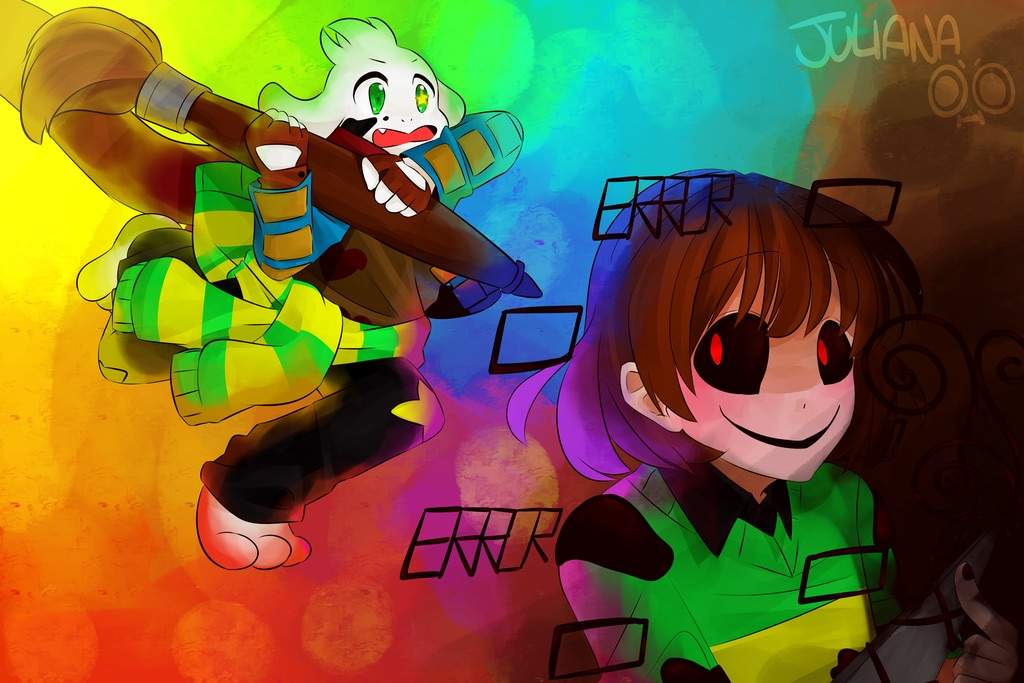Ink frisk and chara and asriel.