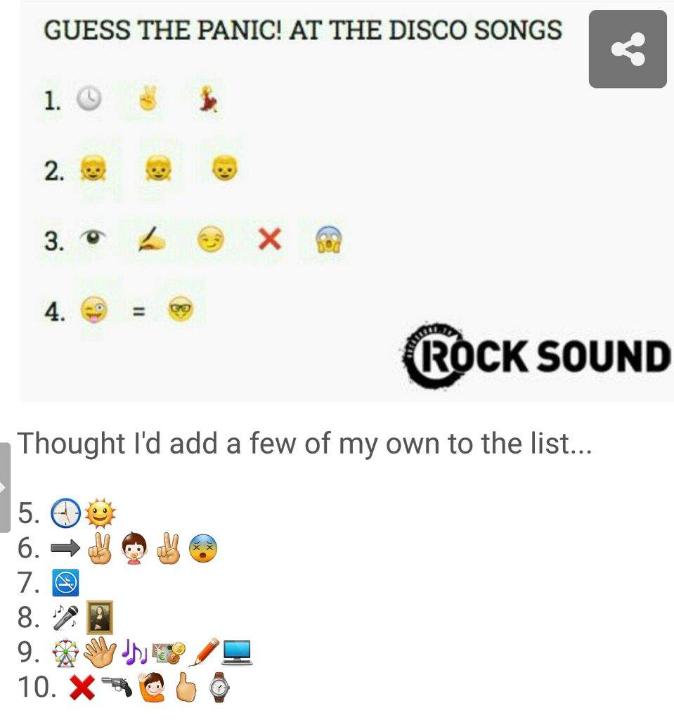 P!ATD emoji song guessing game answers | Pop Punk Amino