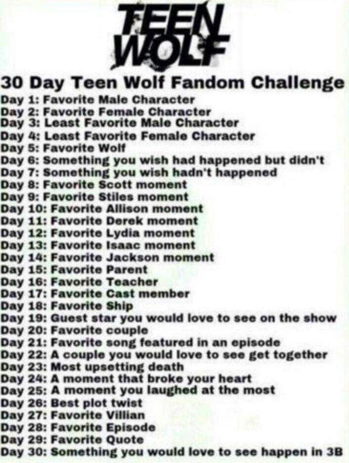 30 Days Teen Wolf Challenge Teen Wolf Amino