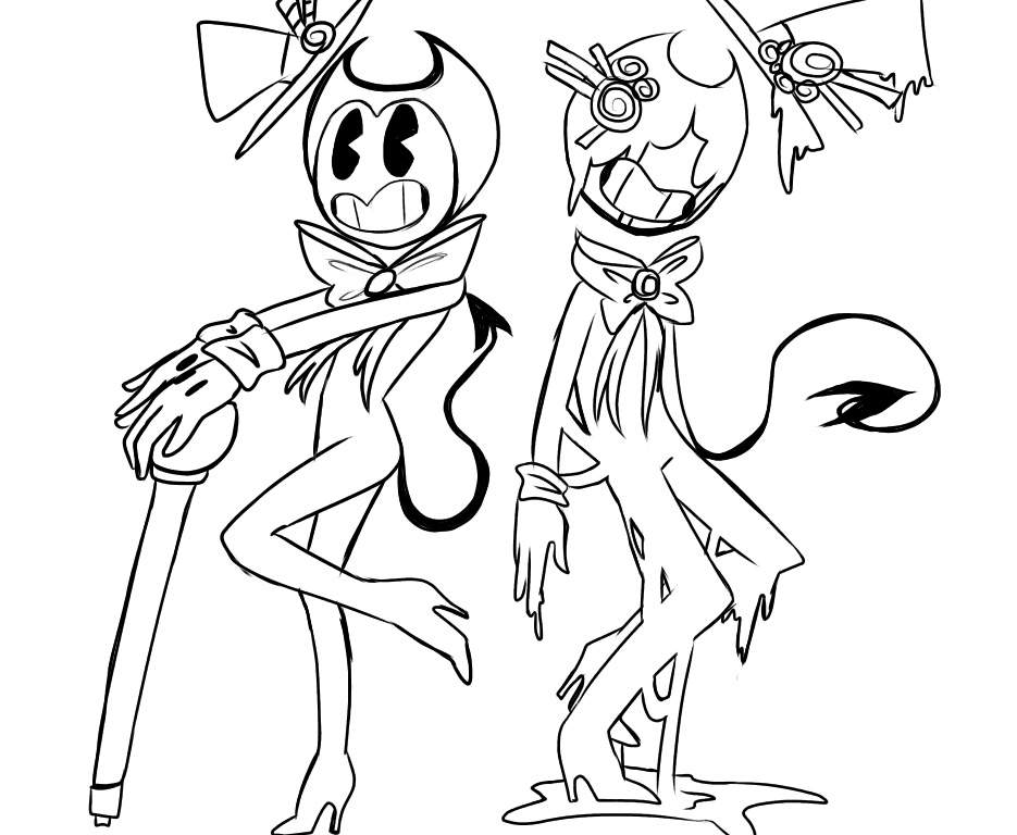 uncolored bendy and the ink machine coloring pages