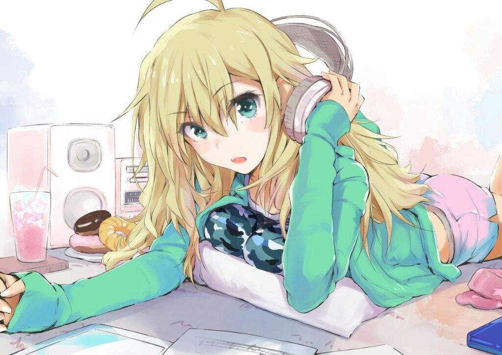 Sad blonde anime girl