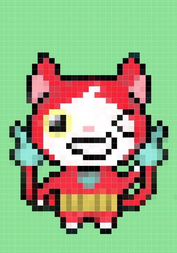 Jibanyan And Whisper Pixel Art Yo Kai Watch Amino