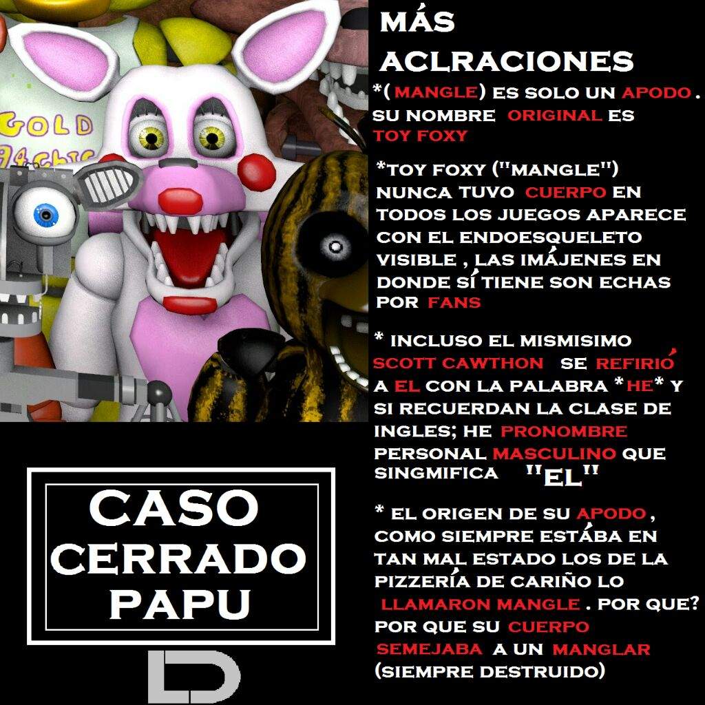 Mangle Es Hombre O Mujer Mi Respuesta Definitiva FNaF Amino