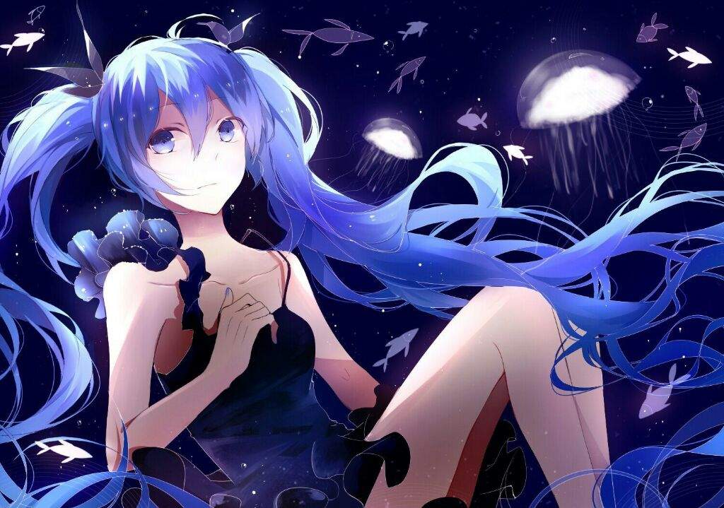 Anime mädchen mit blauen haaren