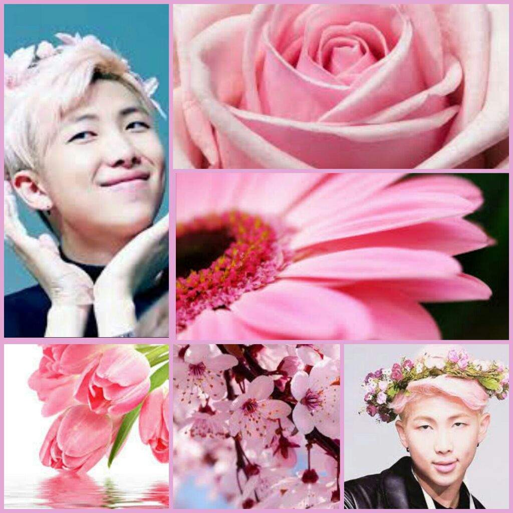 Rap monster pink flowers aesthetic | BTS ARMY's Moodboards Amino