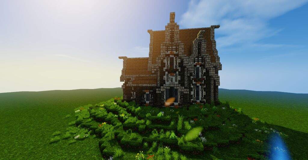 minecraft medieval house large roof