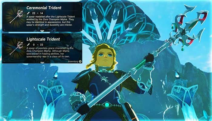 Breath Of The Wild Ceremonial Trident Vs Lightscale Trident Lightscale Trident | Wiki | Zelda Breath Of The Wild Amino Amino